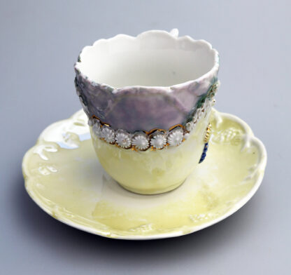 Attractive antique porcelain egg shell lustre Seaside Souvenir Ware Cup & Saucer C.19thC - Image 5