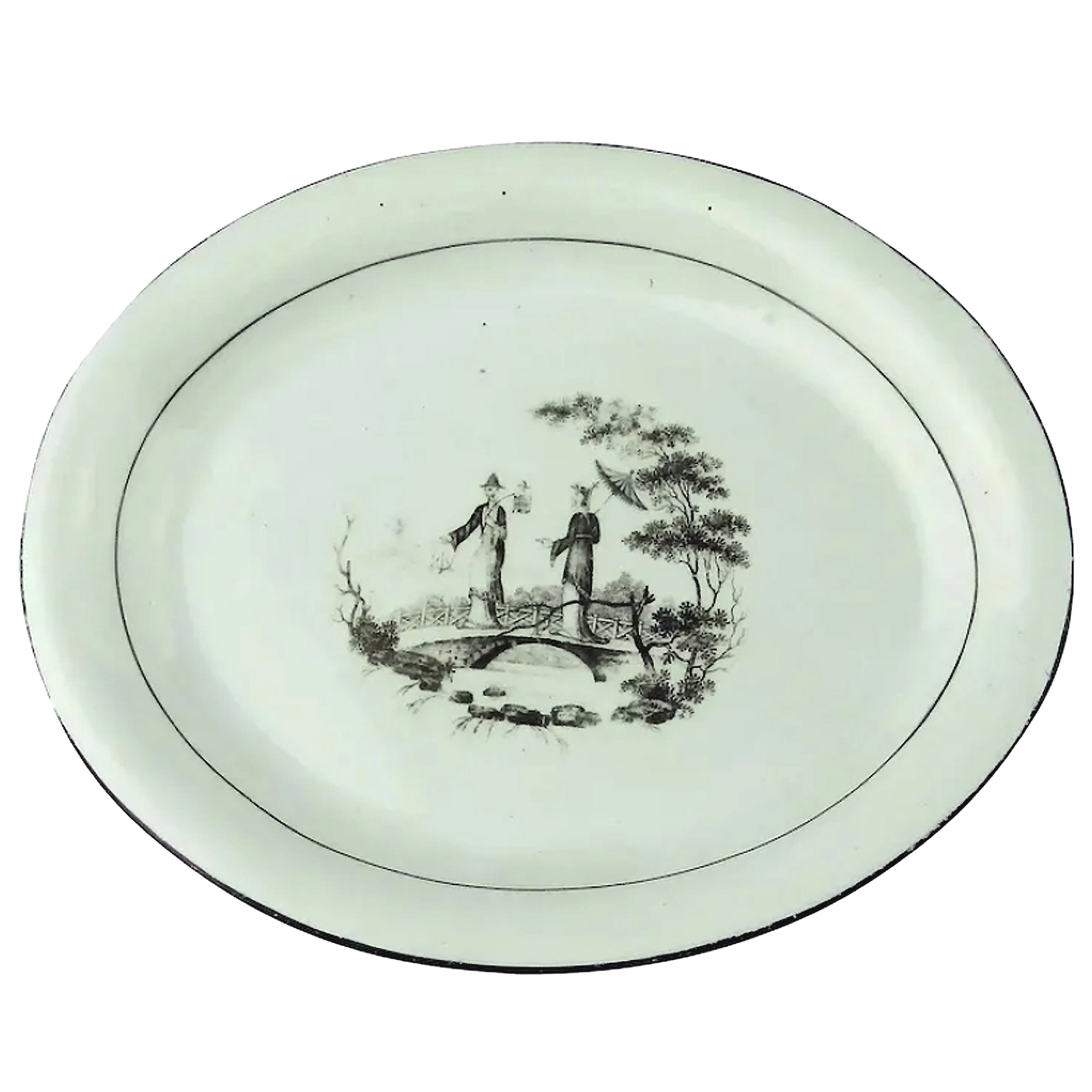 A good Georgian antique English porcelain transferware Teapot Stand C.early 19thC