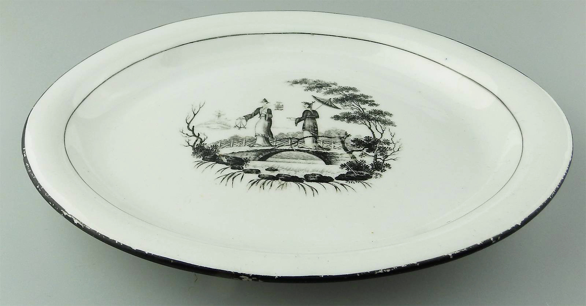 A good Georgian antique English porcelain transferware Teapot Stand C.early 19thC