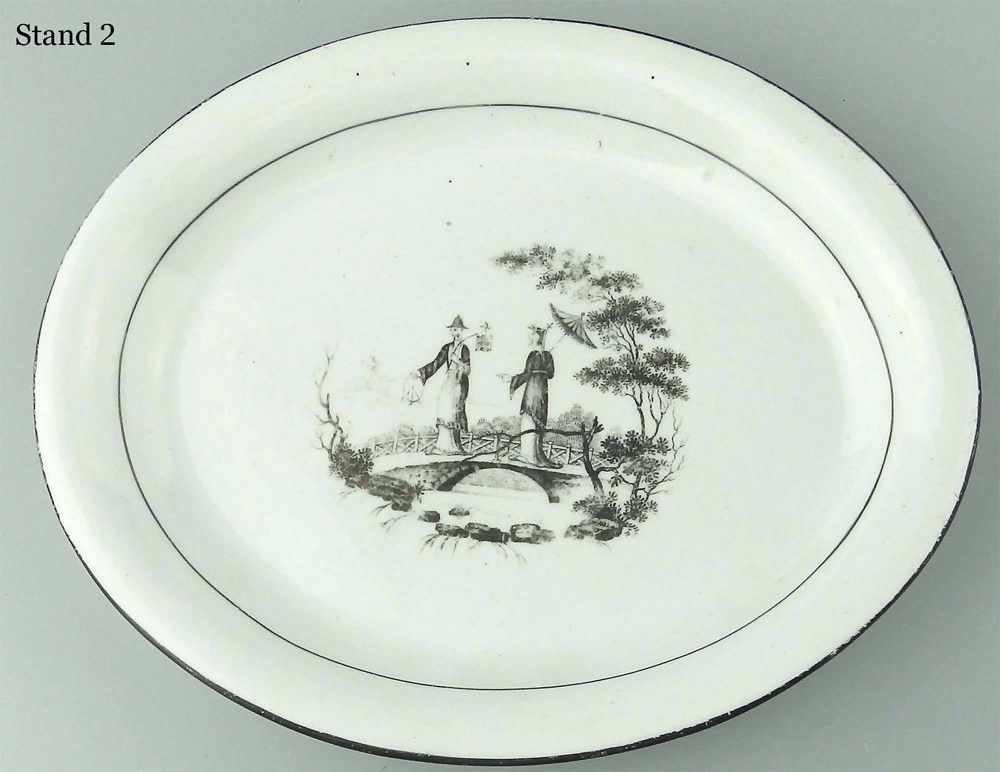 A good Georgian antique English porcelain transferware Teapot Stand C.early 19thC