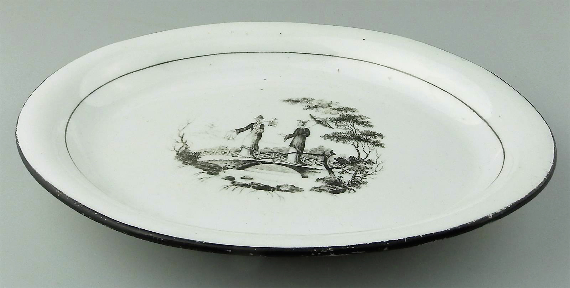 A good Georgian antique English porcelain transferware Teapot Stand C.early 19thC