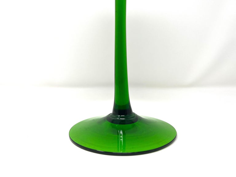 Tall Vintage Italian Green Glass Goblet after Carlo Moretti, Murano