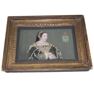 Extremely rare Commemorative Tinsel Print of Margaret Tudor Queen of Scots 19thC