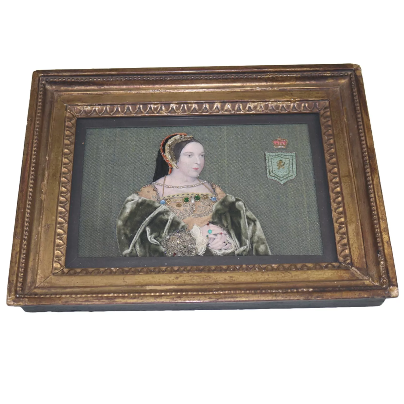 Extremely rare Commemorative Tinsel Print of Margaret Tudor Queen of Scots 19thC
