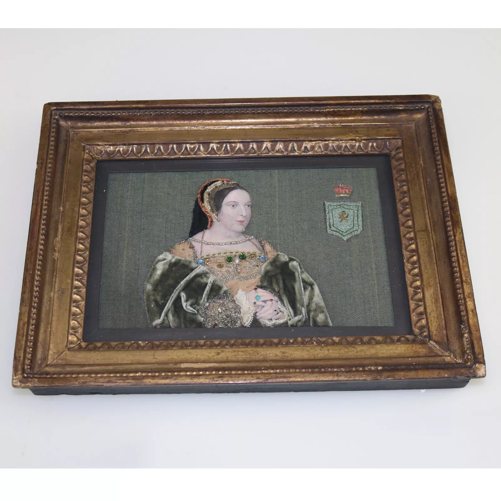 Extremely rare Commemorative Tinsel Print of Margaret Tudor Queen of Scots 19thC