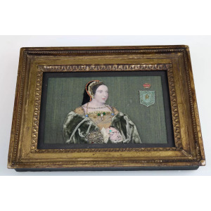Extremely rare Commemorative Tinsel Print of Margaret Tudor Queen of Scots 19thC