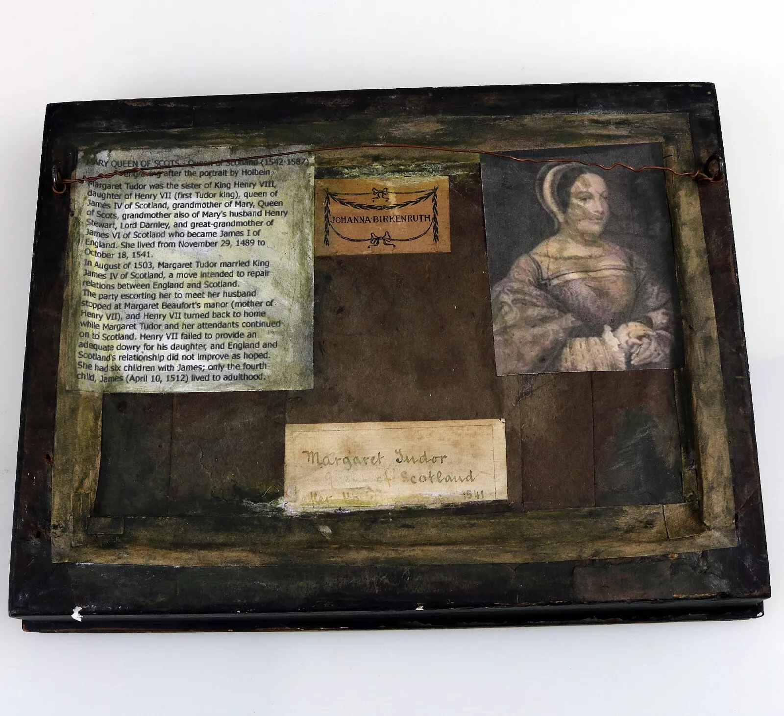 Extremely rare Commemorative Tinsel Print of Margaret Tudor Queen of Scots 19thC