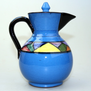 An Art Deco Watcombe Torquay pottery Lidded Jug Jazz / Geometric C.1920's+