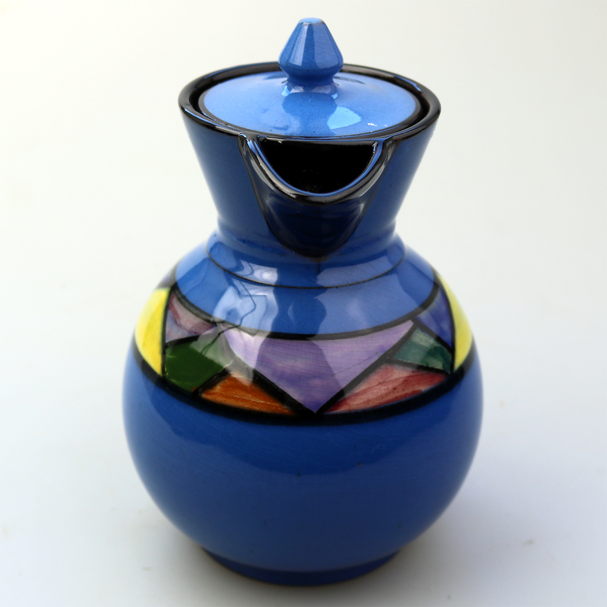 An Art Deco Watcombe Torquay pottery Lidded Jug Jazz / Geometric C.1920's+