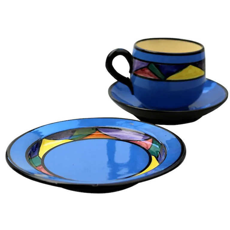 An Art Deco Watcombe Torquay pottery Trio Jazz / Geometric C.1920's+