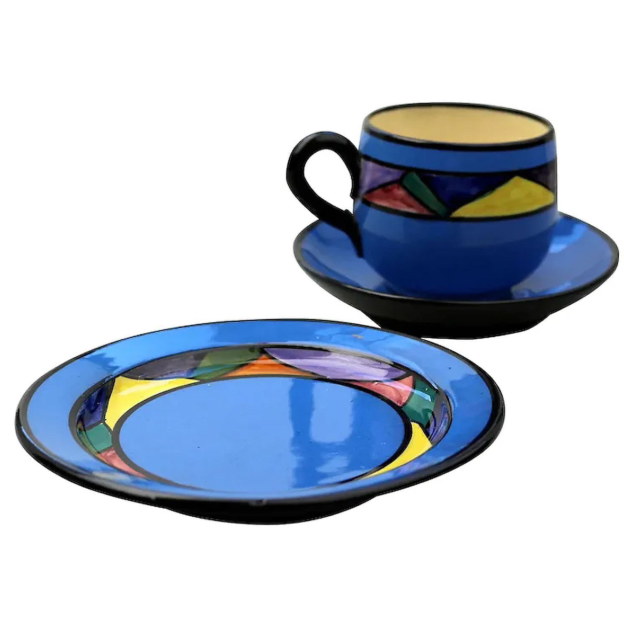 An Art Deco Watcombe Torquay pottery Trio Jazz / Geometric C.1920's+