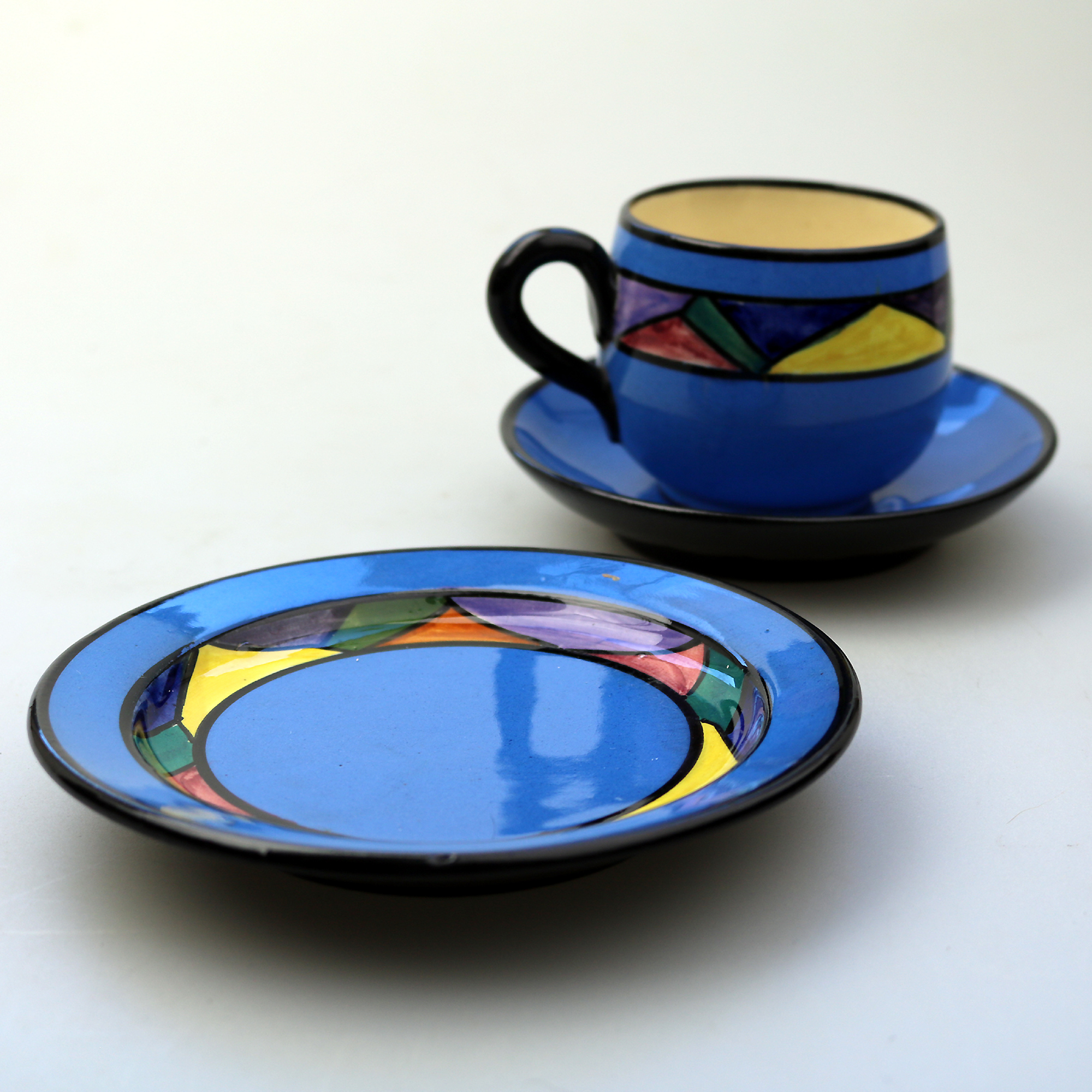 An Art Deco Watcombe Torquay pottery Trio Jazz / Geometric C.1920's+