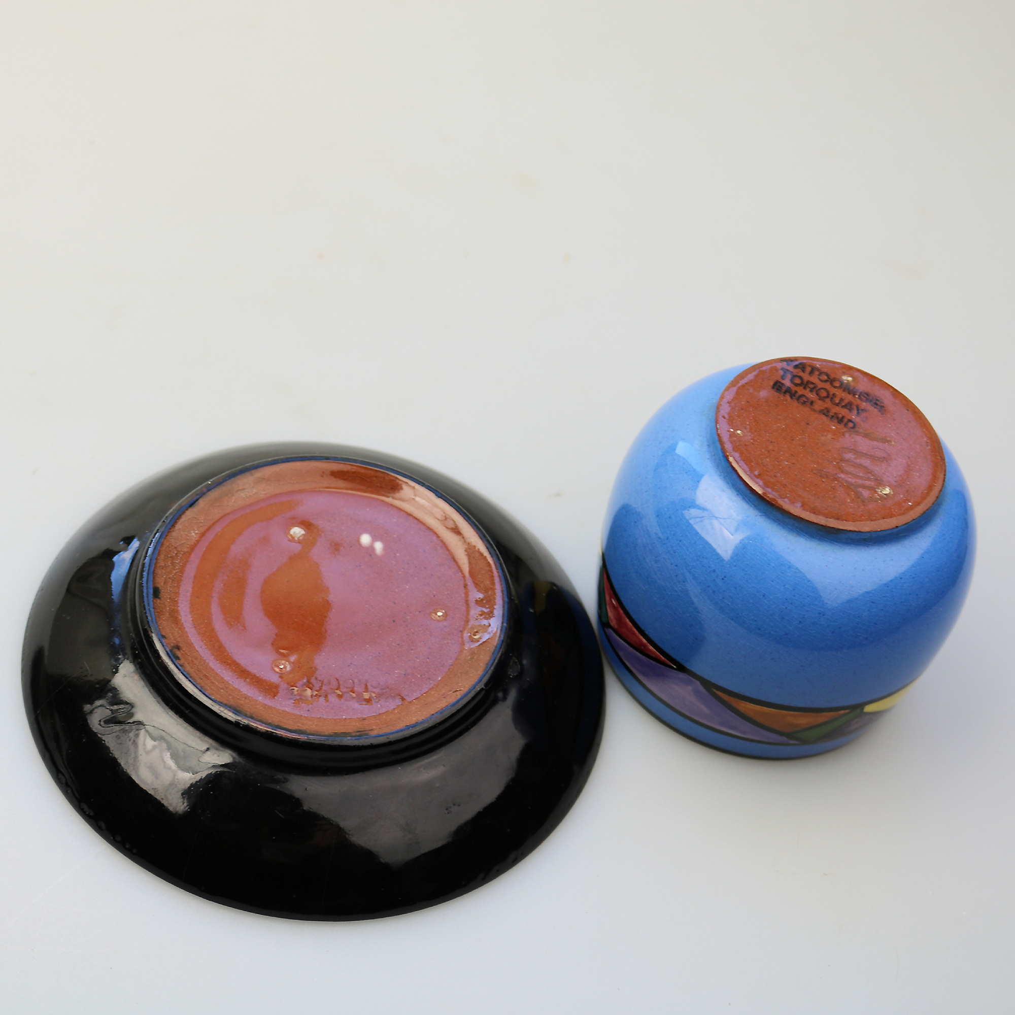 An Art Deco Watcombe Torquay pottery Trio Jazz / Geometric C.1920's+