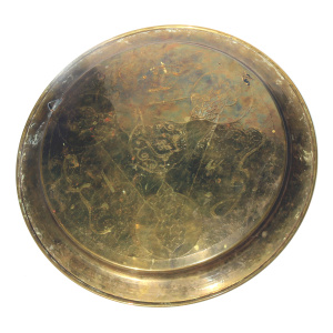 A large vintage Cairo Ware inlaid with silver & copper Charger Tray C.20thC