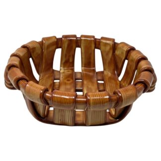 Trompe L'Oeil Italian Ceramic Woven Basket