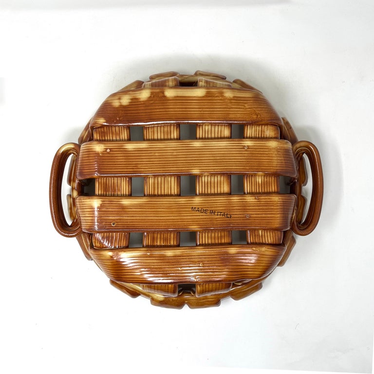 Trompe L'Oeil Italian Ceramic Woven Basket