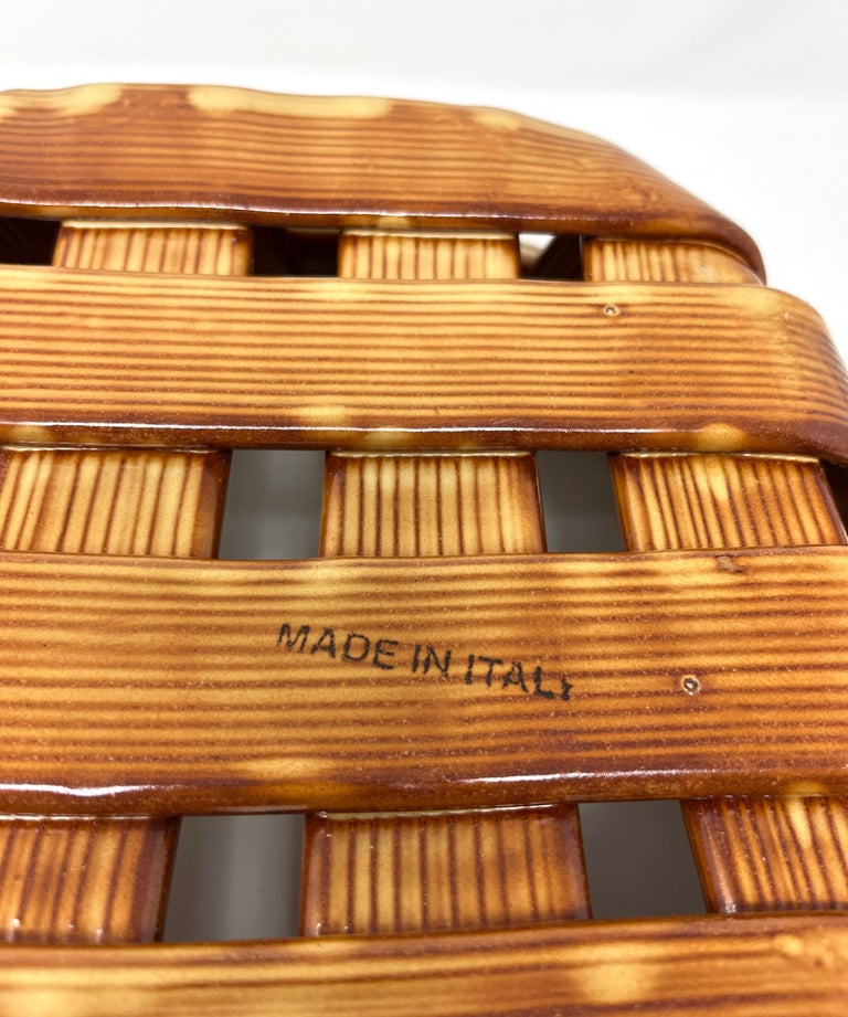 Trompe L'Oeil Italian Ceramic Woven Basket