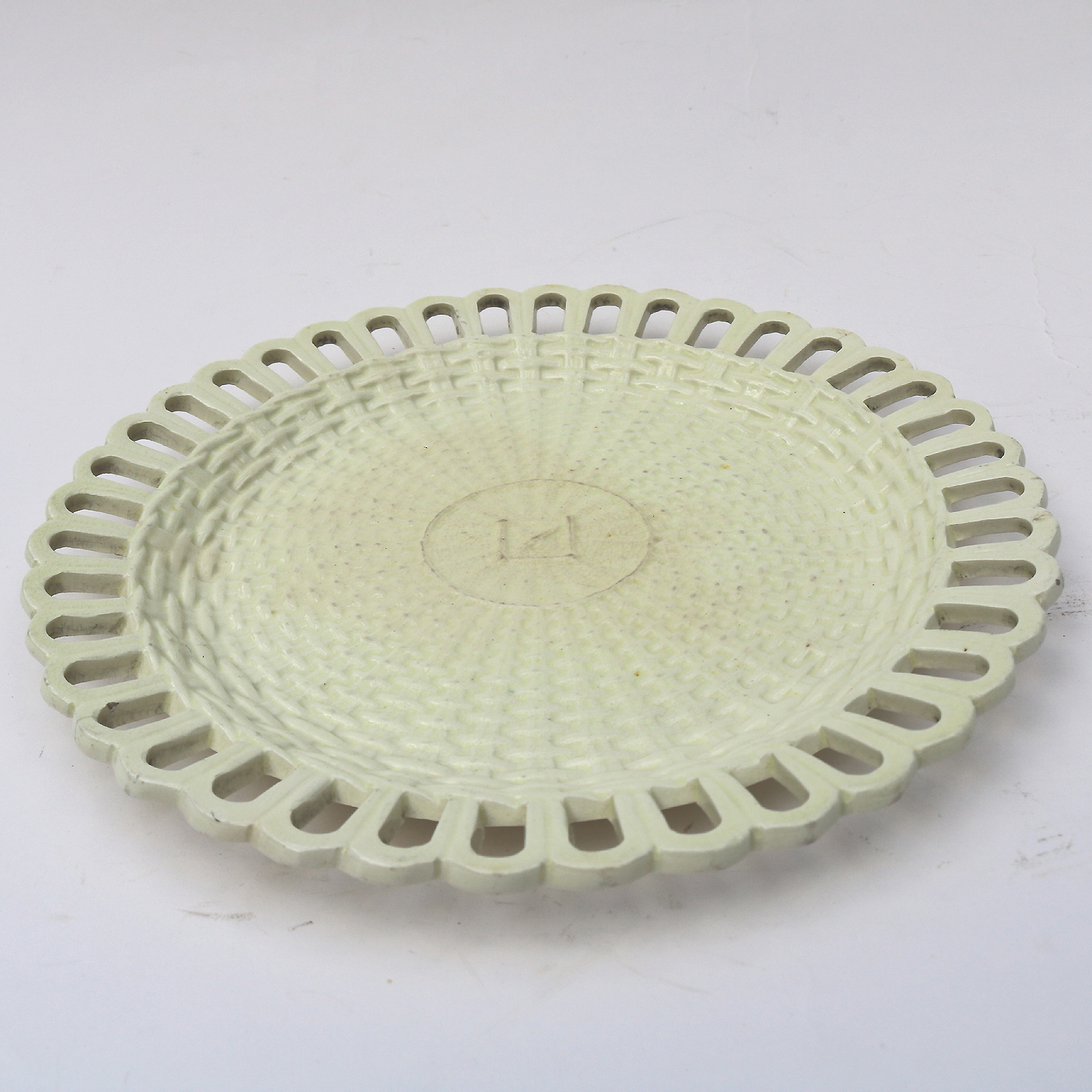 A fine antique Georgian Turner Creamware pottery pierced & moulded Plate C.1785