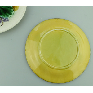A pretty pair 2X antique Victorian majolica pottery grape & leaf Plates C.19thC