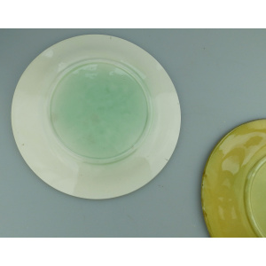 A pretty pair 2X antique Victorian majolica pottery grape & leaf Plates C.19thC