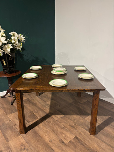 Vintage Dark Oak Dining Table