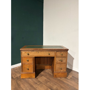 Vintage Pitch Pine Knee Hole Desk