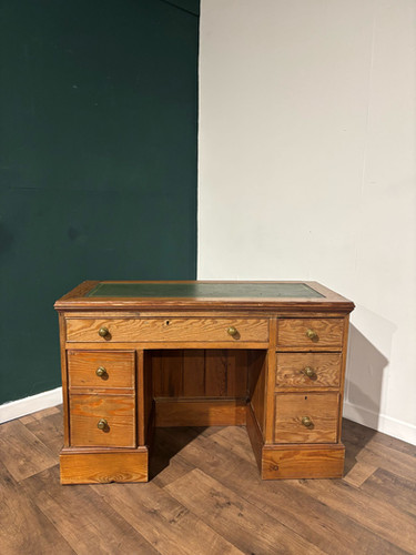 Vintage Pitch Pine Knee Hole Desk