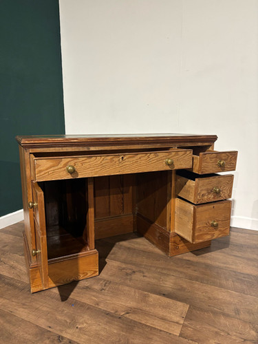 Vintage Pitch Pine Knee Hole Desk