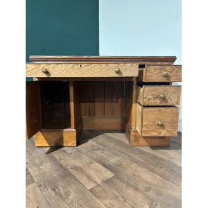 Vintage Pitch Pine Knee Hole Desk