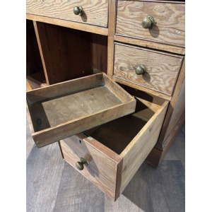 Vintage Pitch Pine Knee Hole Desk