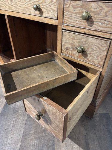 Vintage Pitch Pine Knee Hole Desk