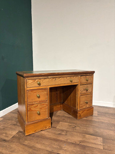 Vintage Pitch Pine Knee Hole Desk