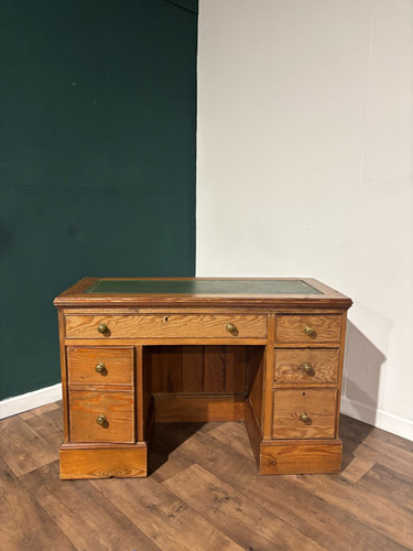 Vintage Pitch Pine Knee Hole Desk