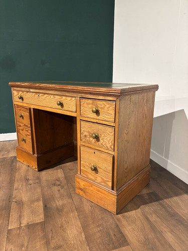 Vintage Pitch Pine Knee Hole Desk