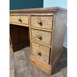 Vintage Pitch Pine Knee Hole Desk