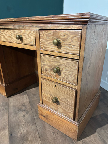 Vintage Pitch Pine Knee Hole Desk
