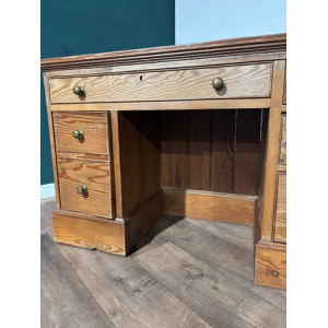 Vintage Pitch Pine Knee Hole Desk