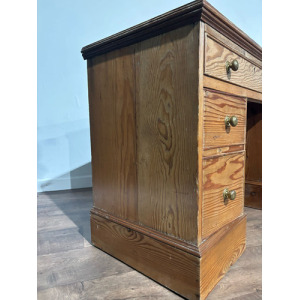 Vintage Pitch Pine Knee Hole Desk