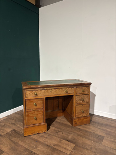 Vintage Pitch Pine Knee Hole Desk