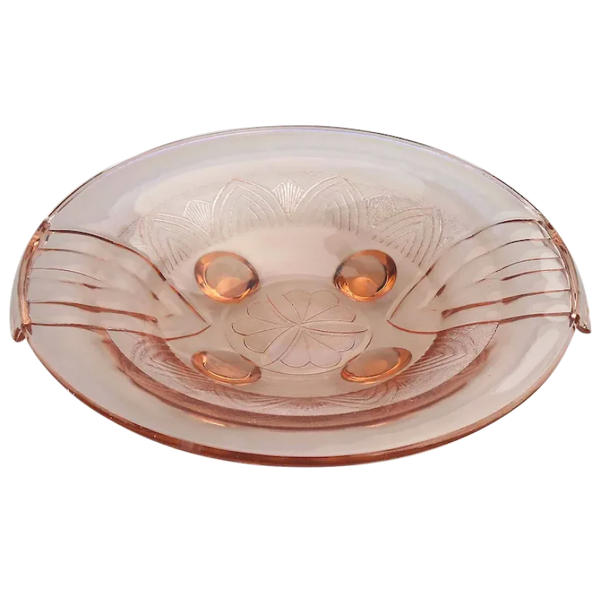 A large pink glass Art Deco bowl Sächsische Glasfabrik August Walther & Söhne C.1936