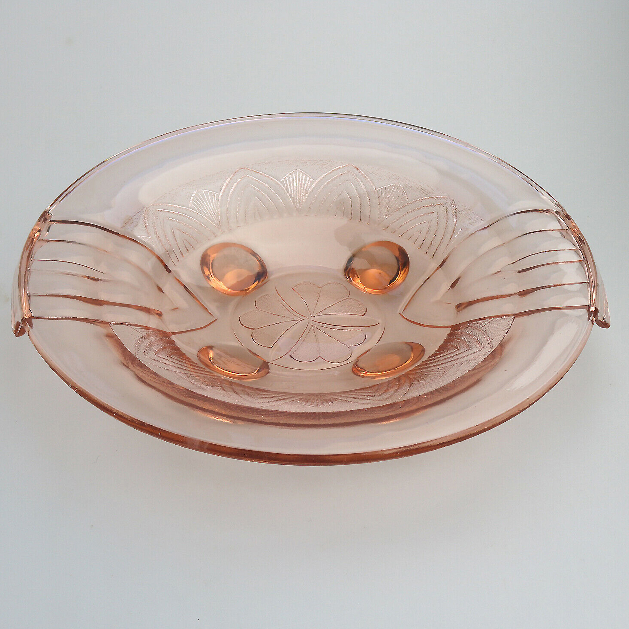 A large pink glass Art Deco bowl Sächsische Glasfabrik August Walther & Söhne C.1936