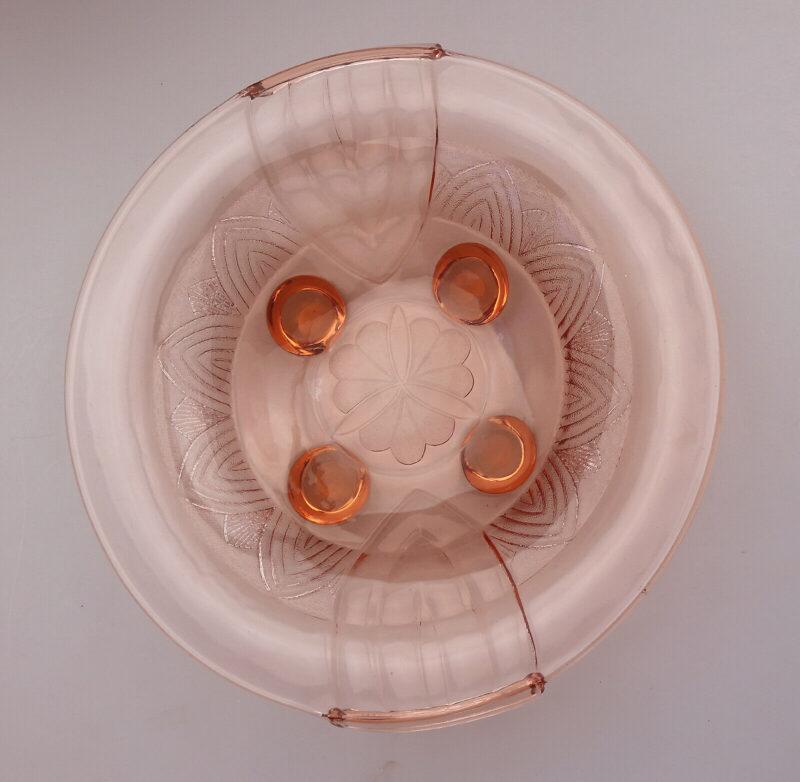 A large pink glass Art Deco bowl Sächsische Glasfabrik August Walther & Söhne C.1936