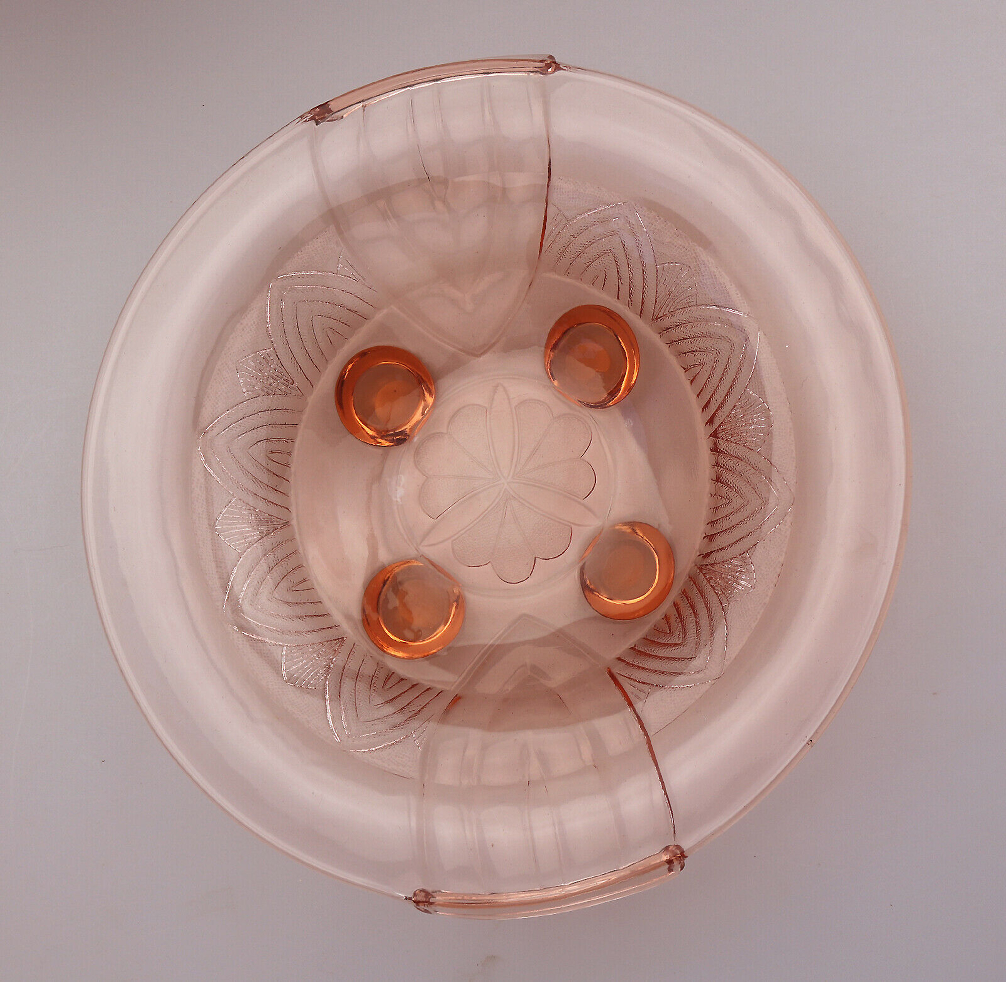 A large pink glass Art Deco bowl Sächsische Glasfabrik August Walther & Söhne C.1936