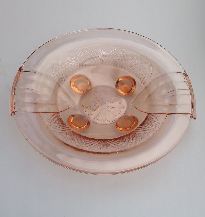 A large pink glass Art Deco bowl Sächsische Glasfabrik August Walther & Söhne C.1936