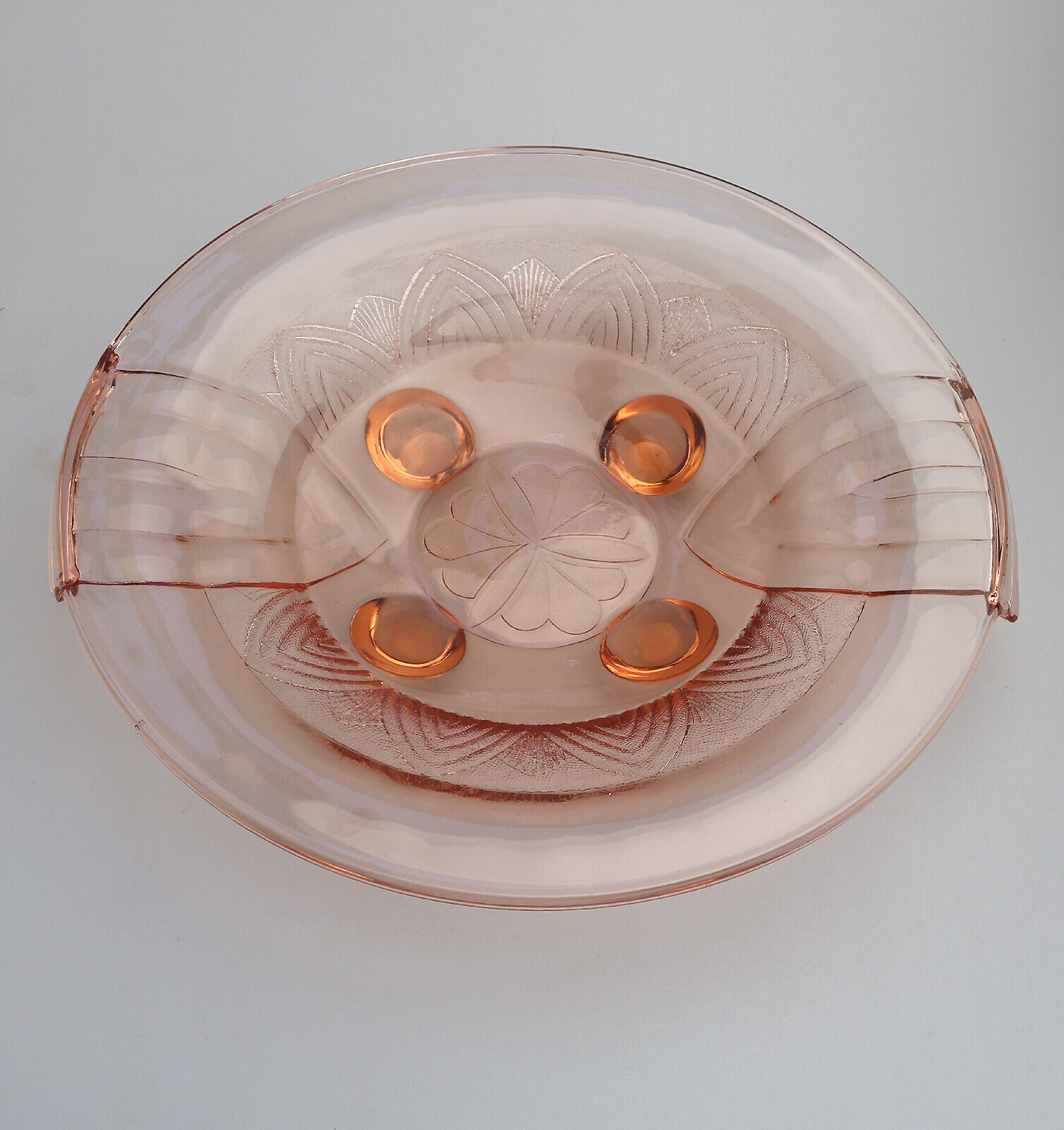 A large pink glass Art Deco bowl Sächsische Glasfabrik August Walther & Söhne C.1936