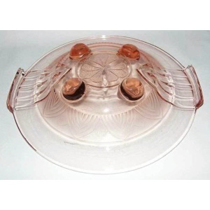 A large pink glass Art Deco bowl Sächsische Glasfabrik August Walther & Söhne C.1936