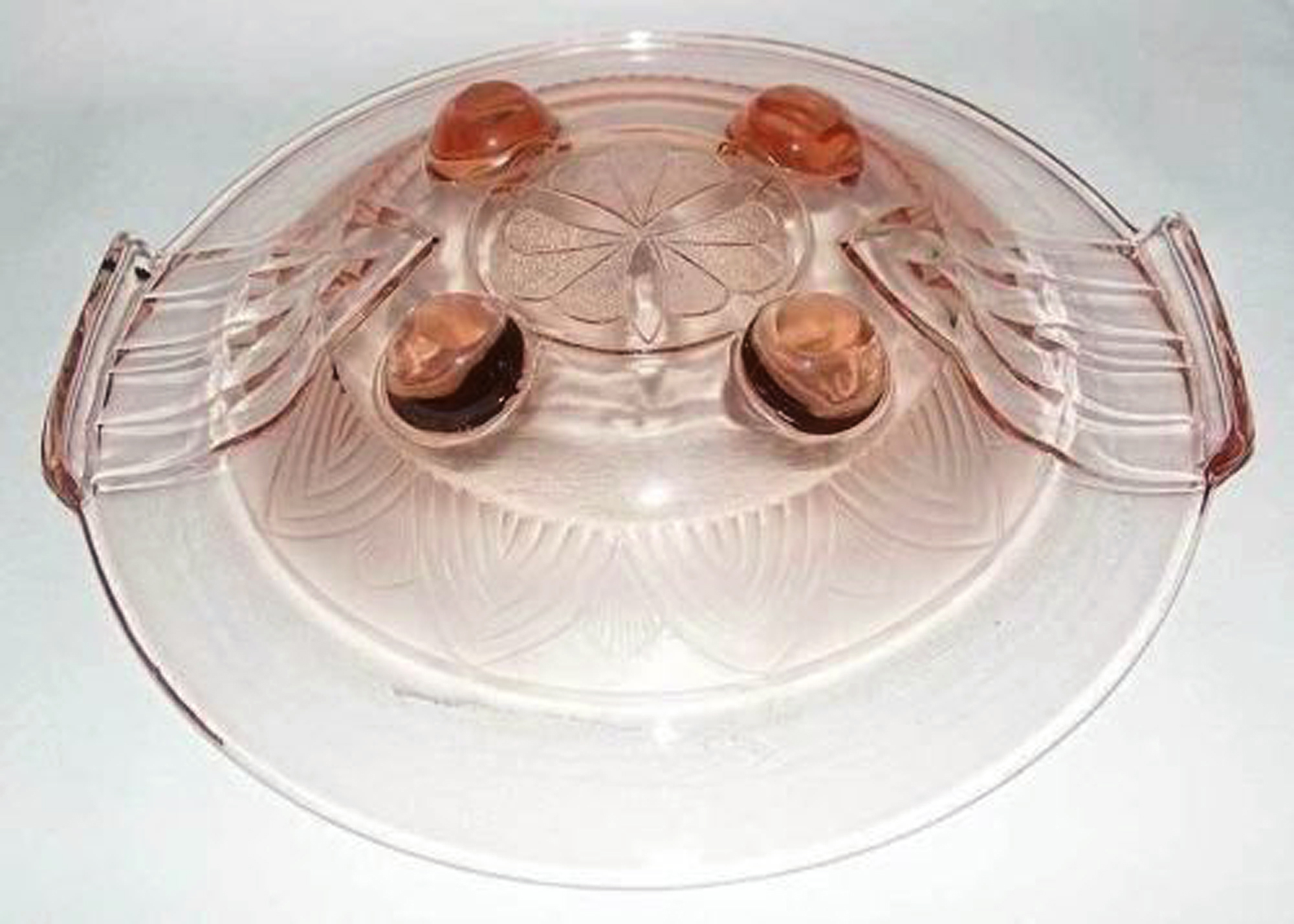 A large pink glass Art Deco bowl Sächsische Glasfabrik August Walther & Söhne C.1936