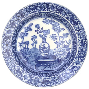 A scarce antique Georgian Wedgwood pottery Bamboo B&W Transferware Plate 2 C.19thC