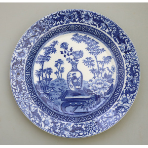A scarce antique Georgian Wedgwood pottery Bamboo B&W Transferware Plate 2 C.19thC