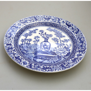 A scarce antique Georgian Wedgwood pottery Bamboo B&W Transferware Plate 1 C.19thC